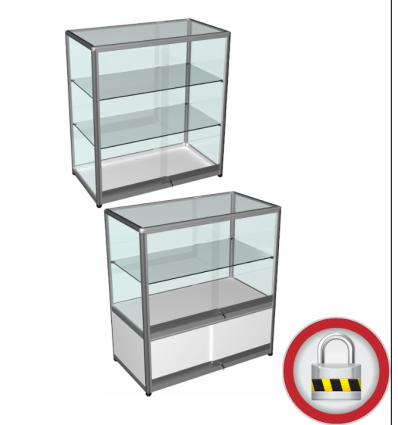 Vitrine comptoir portes coulissante avec stockage + LED