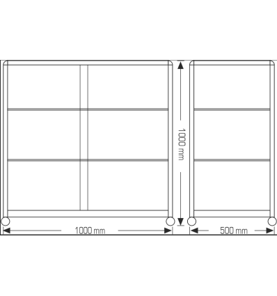 Vitrine comptoir portes coulissante avec stockage + LED