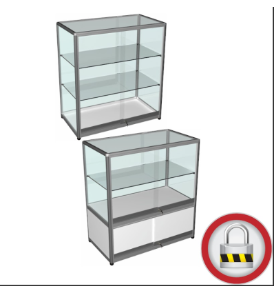 Vitrine comptoir portes coulissante sans stockage + LED