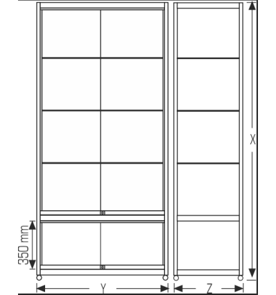 Vitrine Tour porte coulissante avec stockage + LED