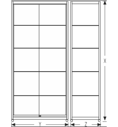 Vitrine Tour porte coulissante sans stockage + LED