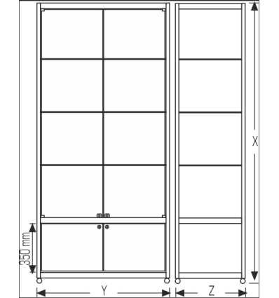 Vitrine Tour Wide 2 portes avec stockage + LED