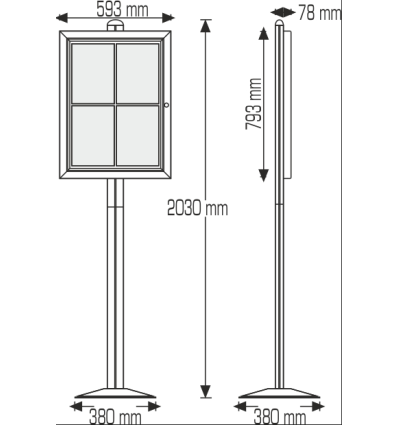 Vitrine fond liège pied simple