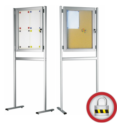 Vitrine fond métal double pieds
