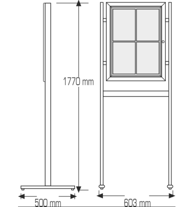 Vitrine fond métal double pieds