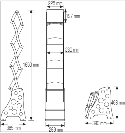 Piètement aluminium et boitier A4 vertical