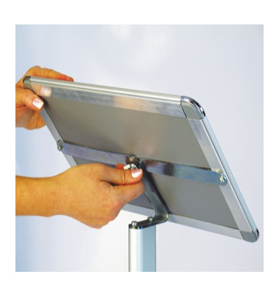 Présentoir de visuel de sol vertical incliné