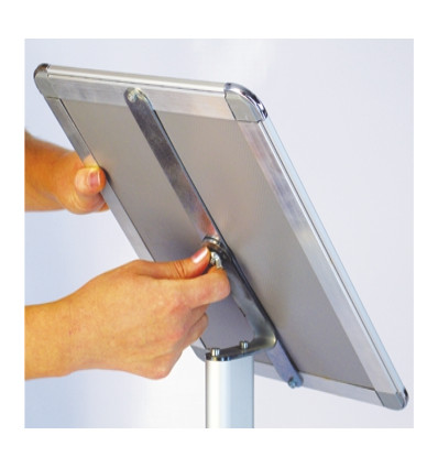 Présentoir de visuel de sol vertical incliné