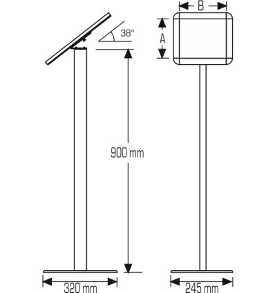 Présentoir de visuel de sol vertical incliné