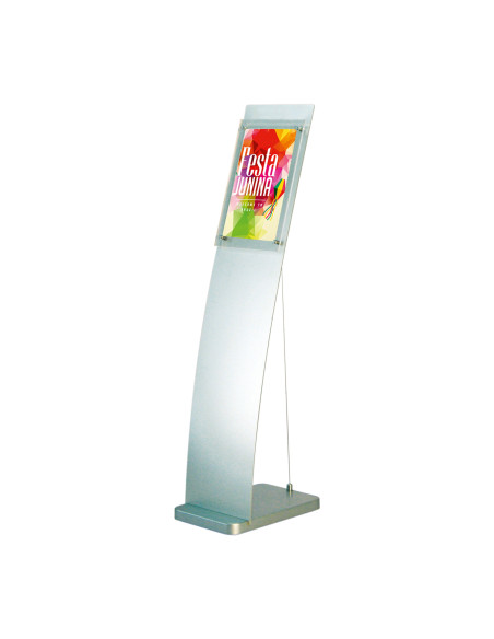 Porte visuel de sol A4 aluminium avec porte brochure