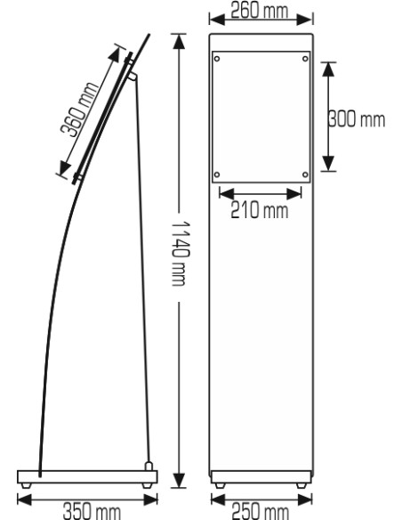 Porte visuel de sol A4 aluminium avec porte brochure