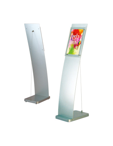 Porte visuel de sol A4 aluminium avec porte brochure